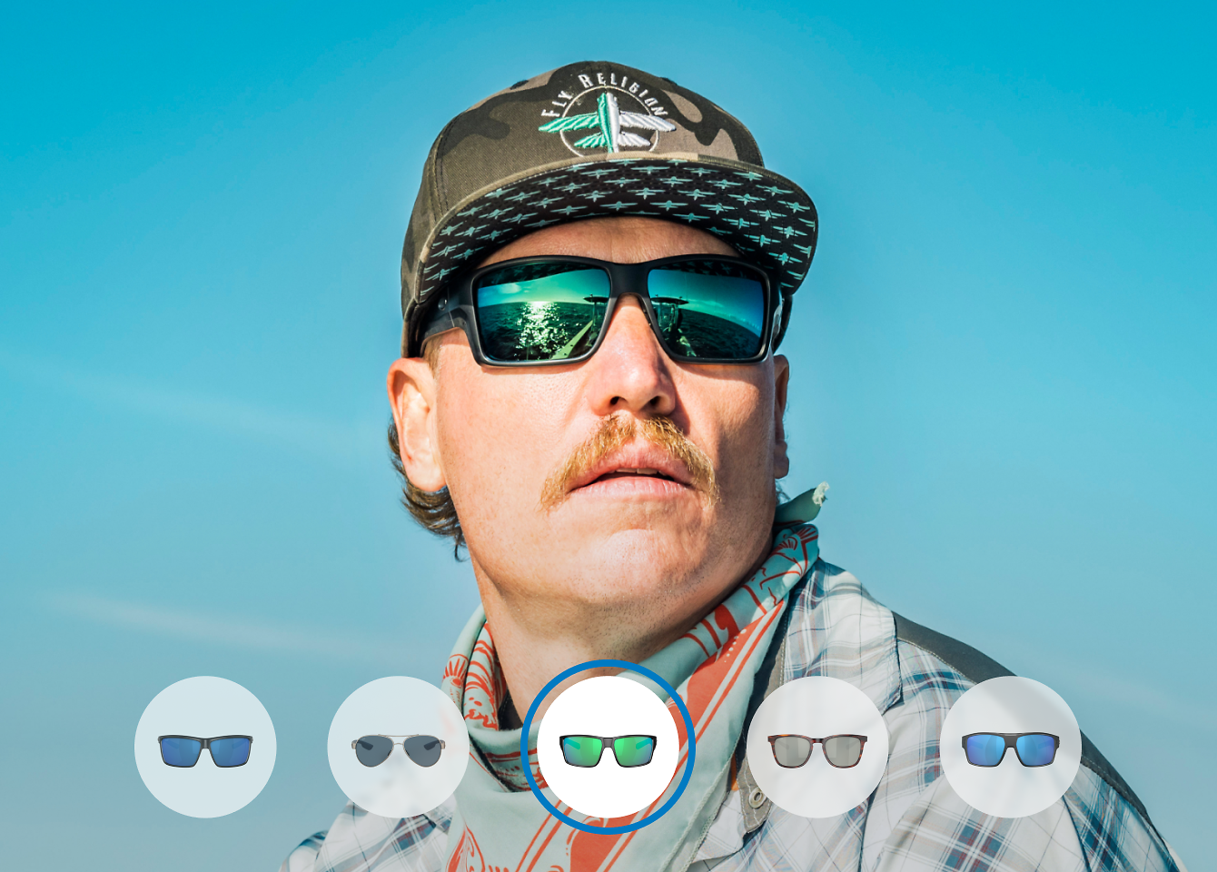 COSTA DEL MAR Fishing Sunglasses FOAM FRONT TRUCKER HAT BLUE CHAMBRAY CAP