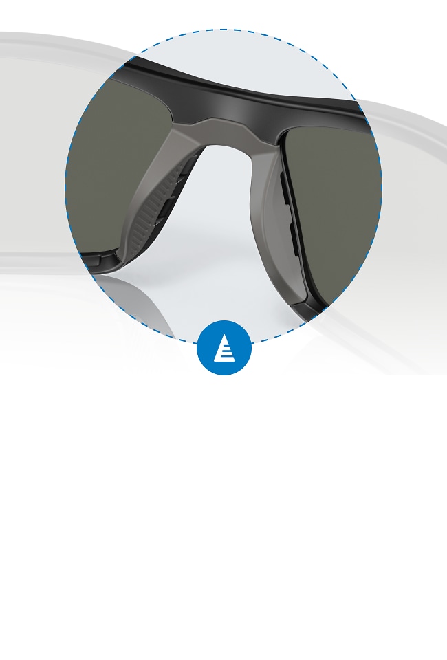 FULLY-ADJUSTABLE NOSE PADS Ventilated nose pads, fully adjustable for a customizable fit. Designed to reduce fogging so you see better in every weather.