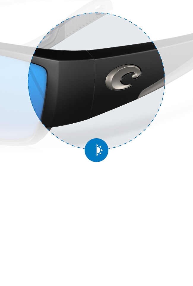 HOODING AND SIDE SHIELDS Rubber side shields keep light from leaking in and distracting you, so your focus stays fixed on finding fish.