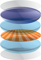 Exploded view of 580P lens layers