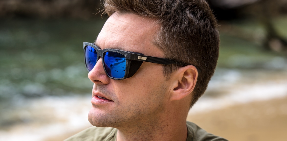 Pescador With Side Shield Polarized Sunglasses in Blue Mirror